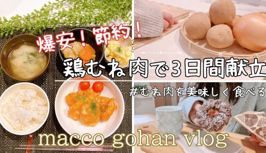 【主婦vlog】グラム29円の鶏むね肉で３日間夜ご飯｜ミラノ風チキンカツレツ｜オキシ漬けでキッチンリセット｜簡単美味しい献立 vol.64