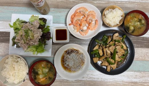 #おっさんの料理  #今日の晩ごはん  #かんたんレシピ  #豚しゃぶ　#鶏むね肉のオイスターソース炒め　#じゃこおろし