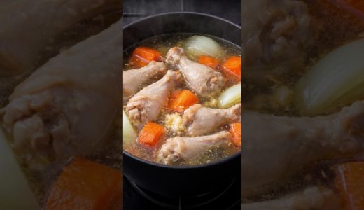 簡単 時短 ワンパン手羽元にんにく塩ボーンブロス