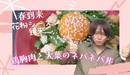 【一人暮らし】鶏むね肉と大葉のネバネバ丼【花粉症対策料理】