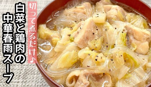 【簡単料理】春雨戻し不要で簡単に作れちゃう♪白菜と鶏もも肉の中華春雨スープ/作り方/レシピ/節約/手抜き/作り置き【主婦の独り言】