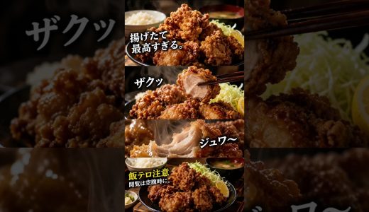 揚げたて唐揚げ定食が反則すぎる* 「白飯が消える悪魔の唐揚げ」* 「閲覧注意。空腹で見ると危険です。